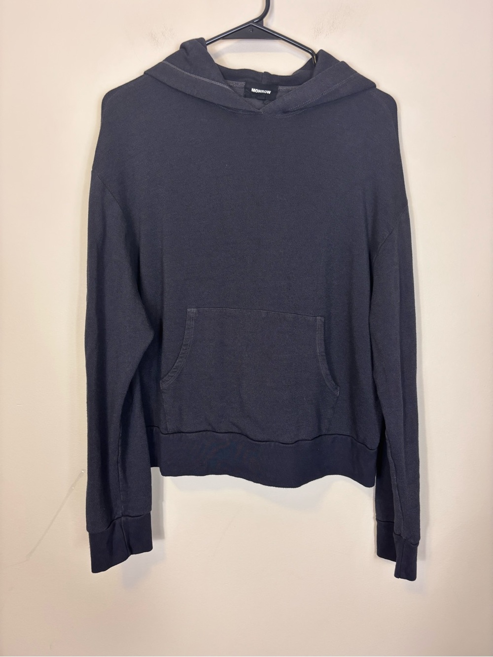 Monrow Charcoal Gray Lightweight Hooded Pullover Sweatshirt Women’s Large